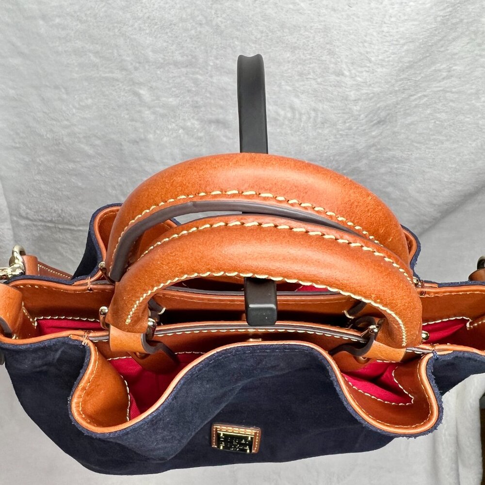 Dooney & Bourke Navy Blue Suede Mini Barlow Satchel EUC - Picture 2 of 9